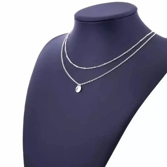 Dainty Layered Coin Necklace (Silver) - Picture 3 of 6